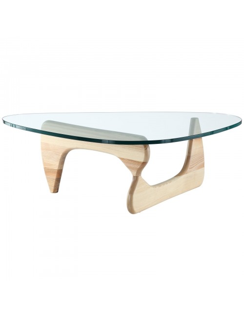 Stolik STABLE - szkło transparentne, podstawa drewniana jesion