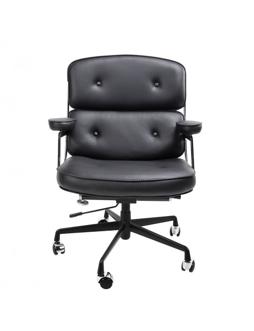 Fotel biurowy ICON PRESTIGE PLUS czarny - włoska skóra naturalna, czarna podstawa