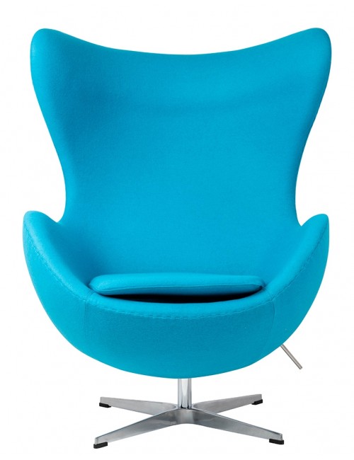 Fotel EGG CLASSIC jasny turkus.43 - wełna, podstawa aluminiowa