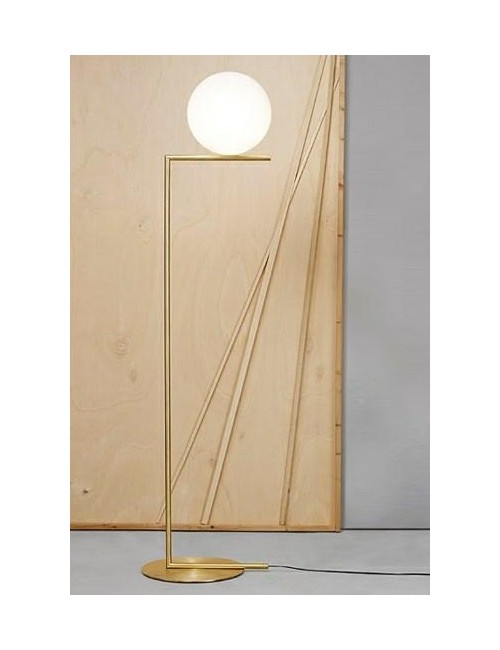 Lampa podłogowa HALM FLOOR - mosiądz, szkło