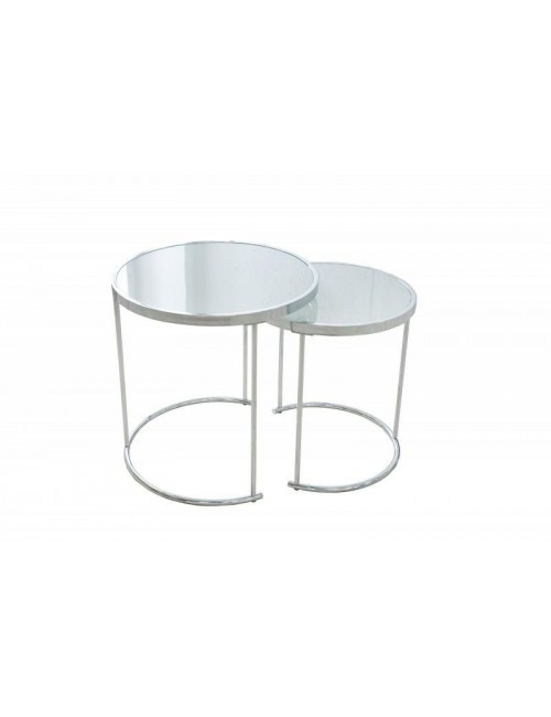 INVICTA zestaw stolików ART DECO chrom - szkło, metal