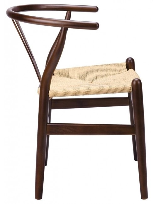 Krzesło WISHBONE ciemny brąz - drewno bukowe, naturalne włókno