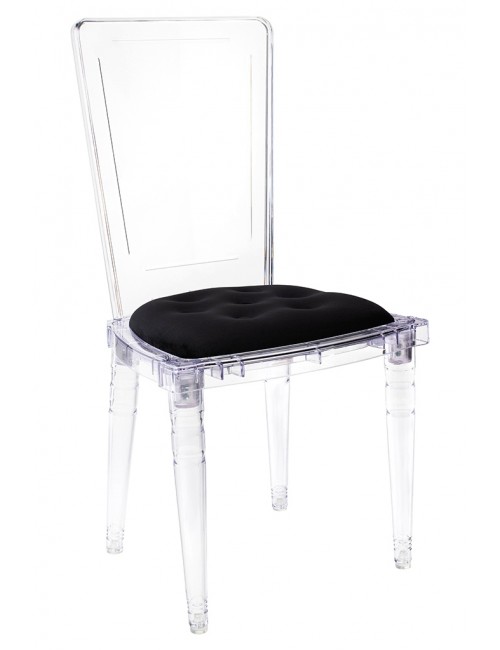 Krzesło CONTAR transparentne - czarna poduszka velvet, poliwęglan