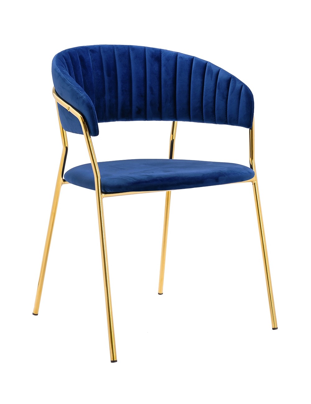 Krzesło MARGO ciemny niebieski - welur, podstawa złota