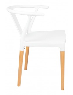 Krzesło WISHBONE białe - polipropylen, drewno