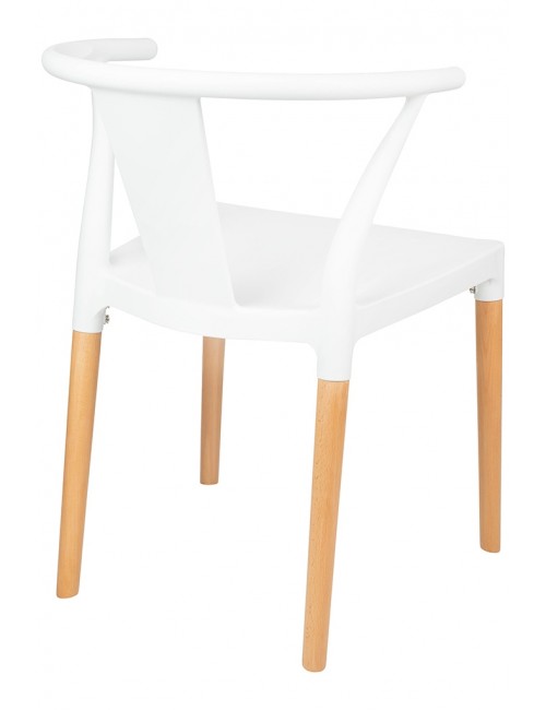 Krzesło WISHBONE białe - polipropylen, drewno