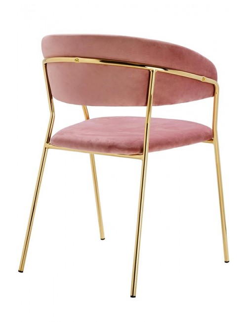 Krzesło MARGO brudny róż - welur, podstawa złota