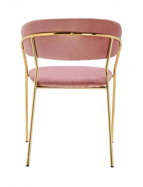 Krzesło MARGO brudny róż - welur, podstawa złota