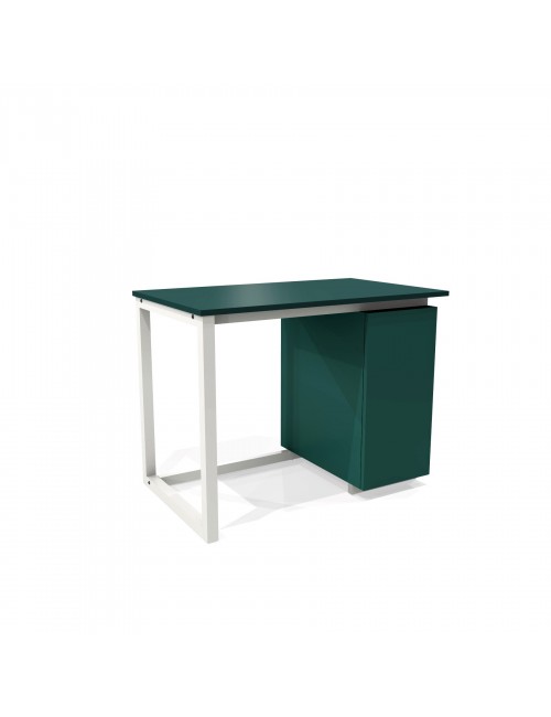 B-DES43-COLOR Kolorowe biurka z kontenerkiem o uniwersalnym montażu, drewniane nogi