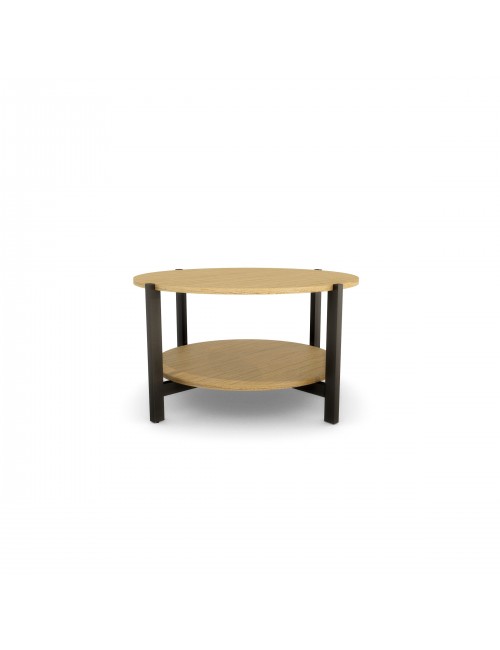 STK-NLEVEL2-PRO Drewniany, okrągły stolik kawowy z półką ze sklejki lub forniru