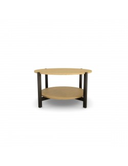 STK-NLEVEL2-PRO Drewniany, okrągły stolik kawowy z półką ze sklejki lub forniru
