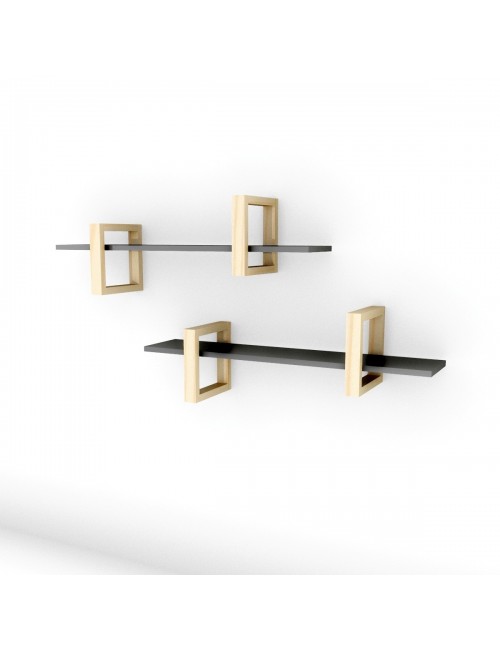 P-DES1-COLOR Kolorowe, minimalistyczne półki z drewnem (2szt)